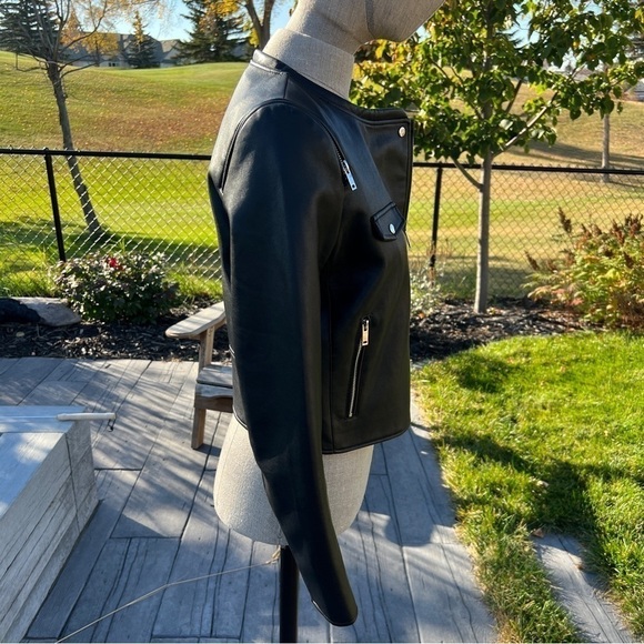 Zara Faux Leather Biker Jacket NWT Size Medium - Picture 6 of 10